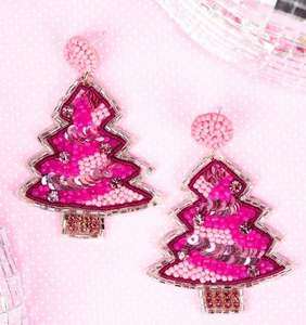 Elección joyería bordado hecho a mano rosa con cuentas árbol de Navidad pendientes colgantes elegantes estilo de declaración de moda de la India - Product Image 5