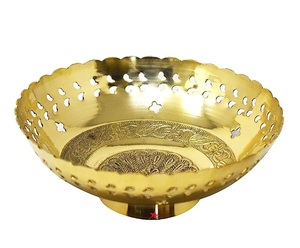 Bol perforé en laiton gaufré moderne bol à fruits en émail décoratif nickelé servant bol à fruits en émail blanc bon marché - Product Image 1