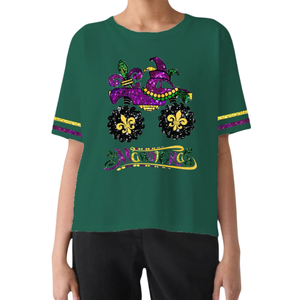 Vente chaude 100% coton personnalisé Mardi Gras t-shirt pour les femmes Boxy Fit T-shirts Sequin travail manuel tendance t-shirts - Product Image 4