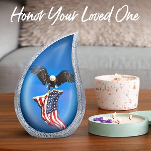 Black Eagle <b>Urn</b> for Human Ashes Adult - Teardrop for Ashes with Bag - American Flag <b>Urn</b> - <b>Large</b> Cremation <b>Urn</b> - Handcrafted - Product Image 4
