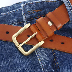 Classic Genuine Leather <b>Jeans</b> Belt | Heavy-Duty Cowhide Leather Waist Belt with Pin Buckle | Casual & Formal Use - Product Image 3