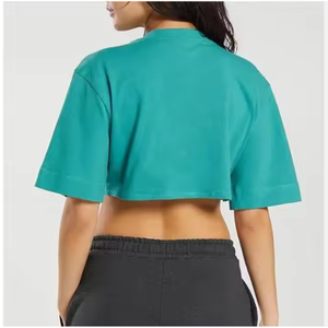 BD Active Wear Women's <b>Crop</b> <b>Top</b> T-Shirt Comfortable Short Length Slim Fit Bow Collar Solid Pattern Logo Decoration for Summer - Product Image 3