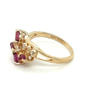 14k Vàng Vàng lãng mạn Vòng handmade 2.5g đồ trang sức mỹ với 1/2 CT <span class=keywords><strong>Ruby</strong></span> 1/10 CT kim cương cắt đá hình bầu dục cho những dịp Hứa hẹn - Product Image 4