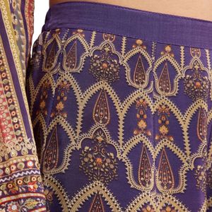 Conjunto Palazzo con estampado púrpura con trabajo de espejo, venta al por mayor, Ropa Étnica OEM para mujer, proveedor de fábrica, traje de fiesta étnico personalizado - Product Image 6