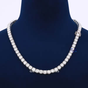 สร้อยเทนนิสทองคำขาว 14k ล่าสุด ขนาด 6.5 มม. สไตล์คลาสสิก เพชรทรงคลาสสิก คุณภาพ VVS ผลิตจากเพชรเลี้ยงในห้องปฏิบัติการ ชุบโรเดียม เหมาะสำหรับงานแต่งงาน - Product Image 1