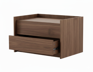 Mesa Auxiliar Minimalista Cubista con Dos Cajones en Madera de Mango y Contrachapado con Acabado Natural - Product Image 3