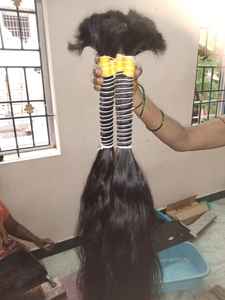 Extensions de cheveux indiennes en gros, 24 pouces, 120g, lisses et ondulées, pour cheveux humains non tissés en vrac en provenance d'Inde - Product Image 6