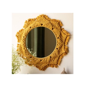 Factory Supplies Handmade Mirror <b>Wall</b> Macrame <b>Wall</b> Hanging other decorative <b>flowers</b> and plants - Product Image 3
