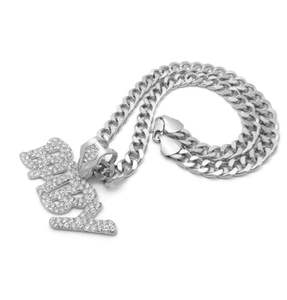 Colgante de oro certificado Hip Hop Icy Lil Baby y collar de diamantes de cadena cubana de 9mm y 18 "para mujer - Product Image 5
