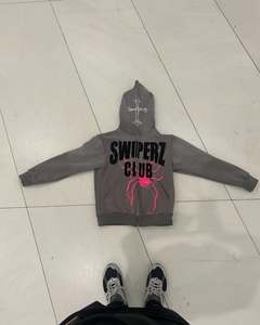 Sweat à capuche vintage personnalisé Streetwear Boxy Puff brodé en polaire éponge française avec DTG Graphic recadrée à capuche Style français - Product Image 3
