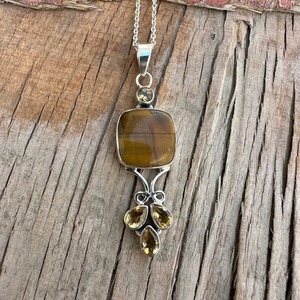 Colgante de Piedra Ojo de Tigre para Mujer, Joyería de Plata Estilo Boho, Plata de Ley 925, Colgante Hecho a Mano de Moda, Regalo - Product Image 3
