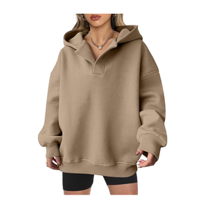 เสื้อฮู้ดพิมพ์ลายแขนยาวผ้าคอตตอนสำหรับผู้หญิงโอเวอร์ไซส์ไหล่ตก100% - Product Image 1