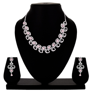 Delicado conjunto de joyería de plata AD para mujer, collares chapados en plata a la moda con perla de latón Plateado - Product Image 1