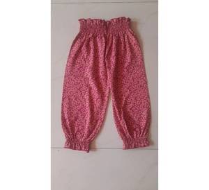 Pantalones Harem de tela de punto orgánico 100% para niñas, Pantalón elástico rosa hasta el tobillo con diseño estampado - Product Image 1
