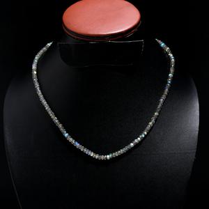 Best Seller 4mm-4.5mm Blue Fire Grey Natural Labradorite Faceted Rondelle Shape Healing Stone Beads Necklace - Product Image 1