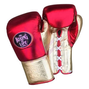Guantes de Boxeo Profesionales Nuevos de Marca de Tendencia «No Boxing No Life» de Alta Calidad en Piel Metálica Original para Combate Profesional - Product Image 1