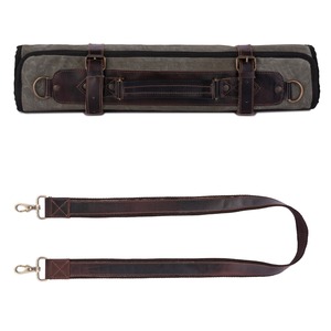 Rouleau à couteaux en cuir et toile de qualité supérieure, organiseur de couteaux de cuisine, sac de rangement de voyage pour chef LCKR-0016 - Product Image 4