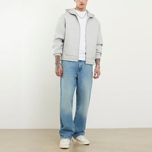 Jeans de Hombre Azul Claro Ecológicos de Secado Rápido 100% Algodón, Estilo Recto Desgastado, Denim Vintage Lavado con Bajo Deshilachado OEM/ODM - Product Image 5