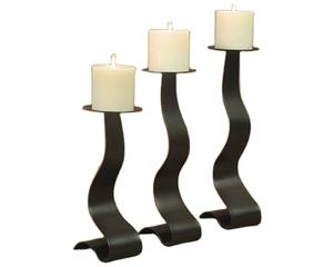 Ensemble de 3 bougeoirs en fer, Design Unique en métal mat, noir mat, excellente décoration pour la maison - Product Image 1