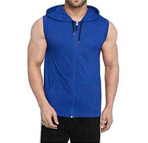 Sweat-shirt de sport sans manches pour homme, taille plus, extensible, confortable pour la musculation, le fitness, les sports de plein air, uni, teint - Product Image 2