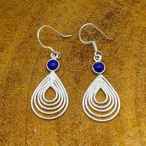 Natural Lapis <b>Sterling</b> <b>Silver</b> <b>Drop</b> <b>Earrings</b> Party Wear Jewelry for Weddings Gift - Product Image 5