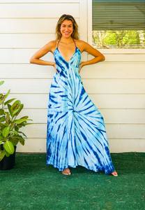 Elegante caftán de salón bohemio para mujer, estilo deportivo informal con decoración de encaje, cintura alta, tinte de corbata, traje de relajación de playa - Product Image 2