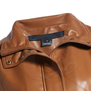 Ropa de calle Chaqueta de cuero para mujer Chaqueta de cuero genuino de nuevo diseño Chaqueta de cuero de mujer de color sólido - Product Image 5