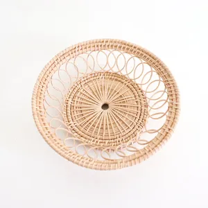 Adjustable <b>Serving</b> <b>Tray</b> Wholesale Natural Rattan <b>Serving</b> <b>Tray</b> Decorative <b>Round</b> <b>Tray</b> for Kitchen and Living Room - Product Image 4