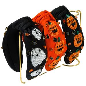 Diademas de moda para fiesta de Halloween, respetuosas con el medio ambiente, hechas a mano, accesorios para el cabello bordados con cuentas de fantasma de calabaza para mujeres y niñas - Product Image 1