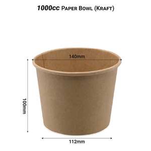 Top Selling Wholesales Biodegradable PE Lamination 1000CC Round Brown Kraft <b>Paper</b> <b>Bowl</b> 100% Compostable Customizable Printing - Product Image 3