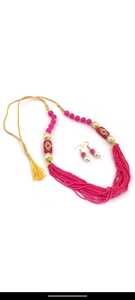 Brown <b>Square</b> Stone Necklace <b>Set</b> - Product Image 1