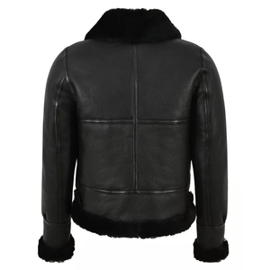 100% Genuine Sheep Skin <b>Leather</b> Women's Bomber <b>Jacket</b> with Fur Lining Breathable & Windproof - Product Image 2