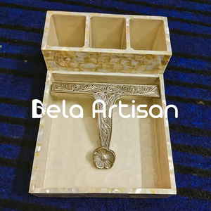 Porte-serviettes en résine personnalisable pour hôtel, restaurant, usage domestique, incrustation de résine, coquillage fait à la main, nacre et résine - Product Image 1