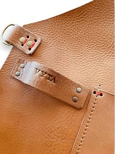 <b>Leather</b> Logo High Quality Adult Size Adjustable Fashion Cross Back <b>Apron</b> With Pockets LPN-0098 - Product Image 2