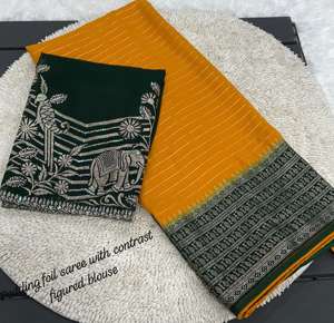 Ropa DE BODA atractiva de alta calidad Faux Georgette Saree con bordado Butta y borde de encaje Hermoso color verde claro - Product Image 3