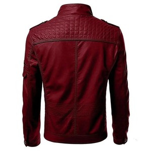 Chaqueta de cuero de motocicleta vintage HIGH STREET para hombre Tops de moda con cremallera sólida con logotipo personalizado en la lona de invierno frontal - Product Image 2
