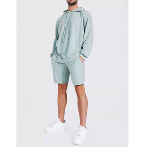 Gran Oferta personalizada de verano de alta calidad de manga larga con capucha para hombre, conjunto de 2 piezas, pantalones cortos, chándales ajustados para hombre 2022 - Product Image 1