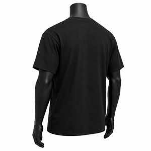 Camiseta negra de manga corta para hombre, informal, de corte regular, cuello redondo, de algodón. - Product Image 5