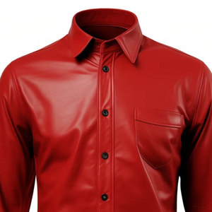 Men's Trendy Casual Genuine <b>Leather</b> T-<b>Shirt</b> Soft Breathable Anti-UV Short Sleeve Customizable for Daily Wear - Product Image 4