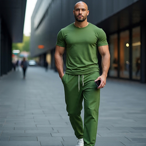 Camiseta de Dos Piezas para Hombre, Conjunto de Ropa Deportiva de Manga Corta, Chándal de Verano - Product Image 1