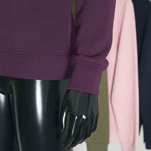 Sweat-shirt à col rond ample en molleton de coton avec patch brodé personnalisé, imprimé en relief, épaules tombantes, pour femmes - Product Image 6