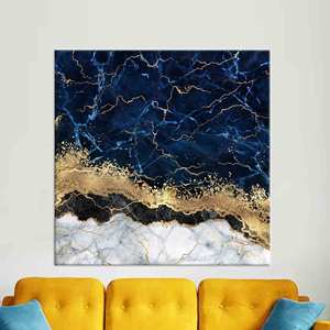 Impresión en lienzo de mármol azul marino y dorado: elegante decoración de pared, estirado sobre lienzo tipo galería - Product Image 1