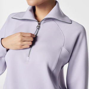 Sweat-shirt à demi-zip pour femme Ville Sports, nouvelle arrivée, en coton de bambou, sweat-shirt ample pour femme - Product Image 6