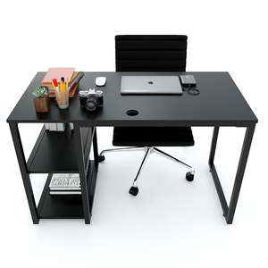 SIBA Minimalist Office <b>Desk</b> Iron Legs Adjustable Wooden <b>Shelf</b> 120x60x75(cm) BD68057 Drawer Storage for Home Office Living Room - Product Image 4