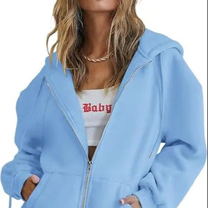 เสื้อฮู้ดซิปผู้ชายปักโลโก้ตามสั่ง คุณภาพสูง ผ้าฟอกสี ทรงหลวม ผ้าโพลีเอสเตอร์/คอตตอน กันลม ระบายอากาศได้ดี - Product Image 2