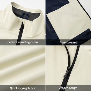 Veste d'extérieur pour homme, col montant, fermeture éclair, veste de sport, veste coupe-vent noire pour homme, logo personnalisé - Product Image 6