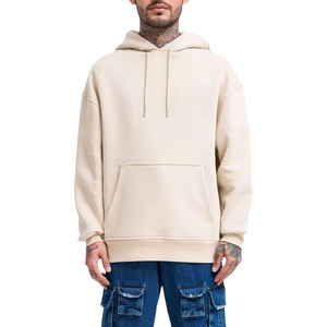 Sudadera con capucha para hombre, sudadera de lana de algodón liso, hombro caído, logotipo personalizado, ropa de calle de gran tamaño, ajuste informal de invierno - Product Image 1