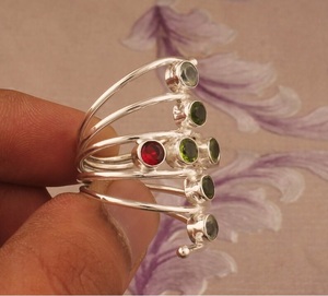 Anillo de piedras preciosas múltiples, anillo de diseñador hecho a mano de Plata de Ley 925, regalo de joyería de compromiso único para mujer - Product Image 4