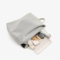 Sac à dos minimaliste imperméable gris clair de style coréen avec fermeture éclair, capacité 36-56L, pour femmes, adolescentes, voyages et école