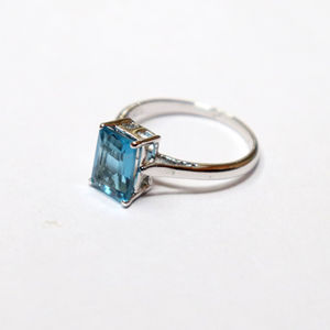 Anillo de piedras preciosas naturales de Topacio azul natural de Plata de Ley 925, joyería de plata hecha a mano - Product Image 1